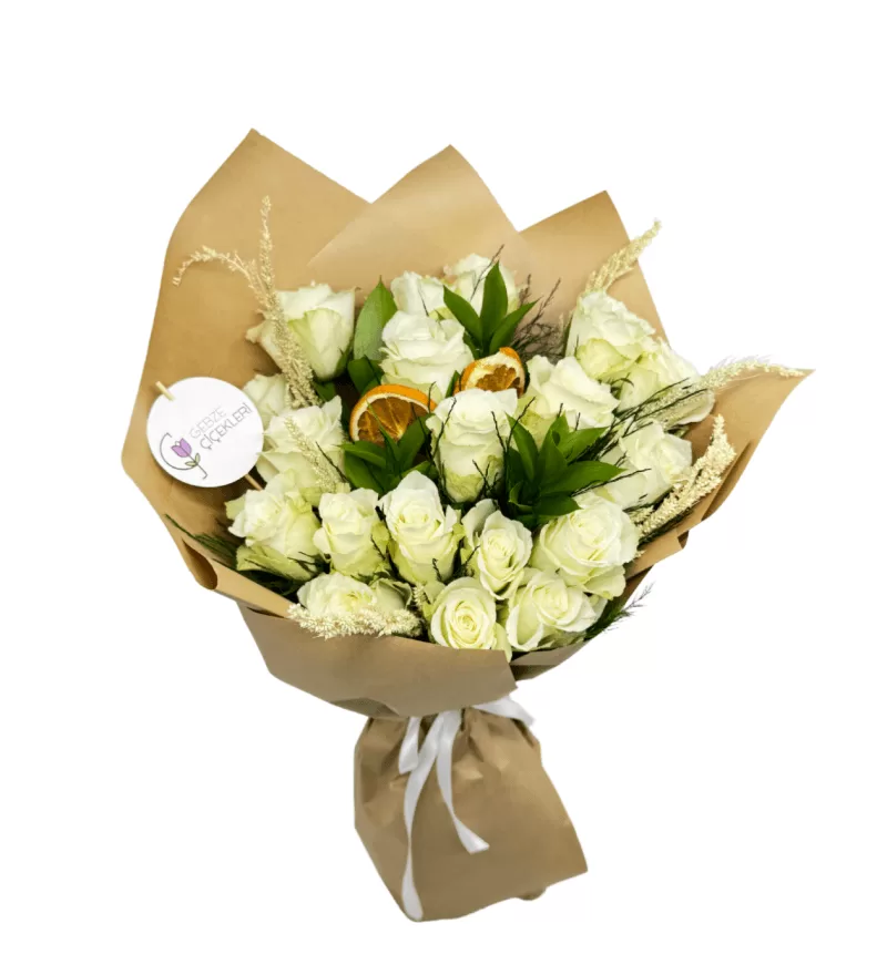 Elegance 19 Beyaz Gül Buketi