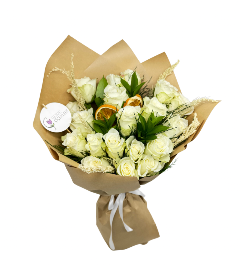 Elegance 19 Beyaz Gül Buketi
