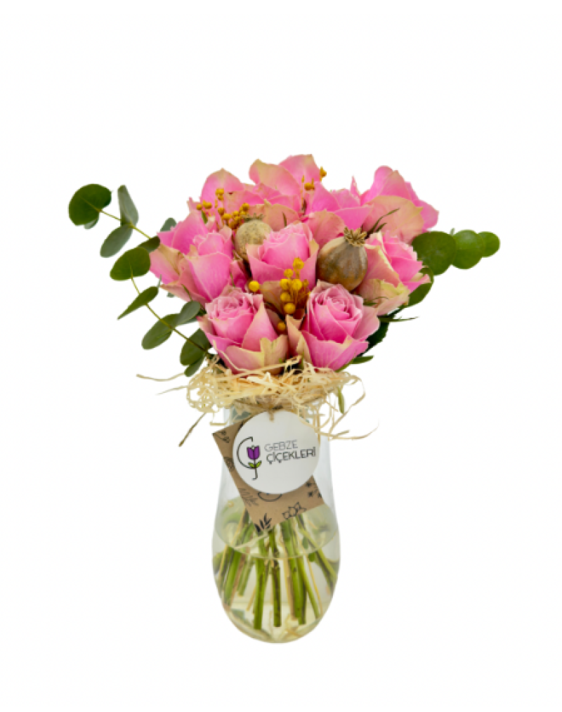 Pink Love Vazoda 11 Pembe Gül