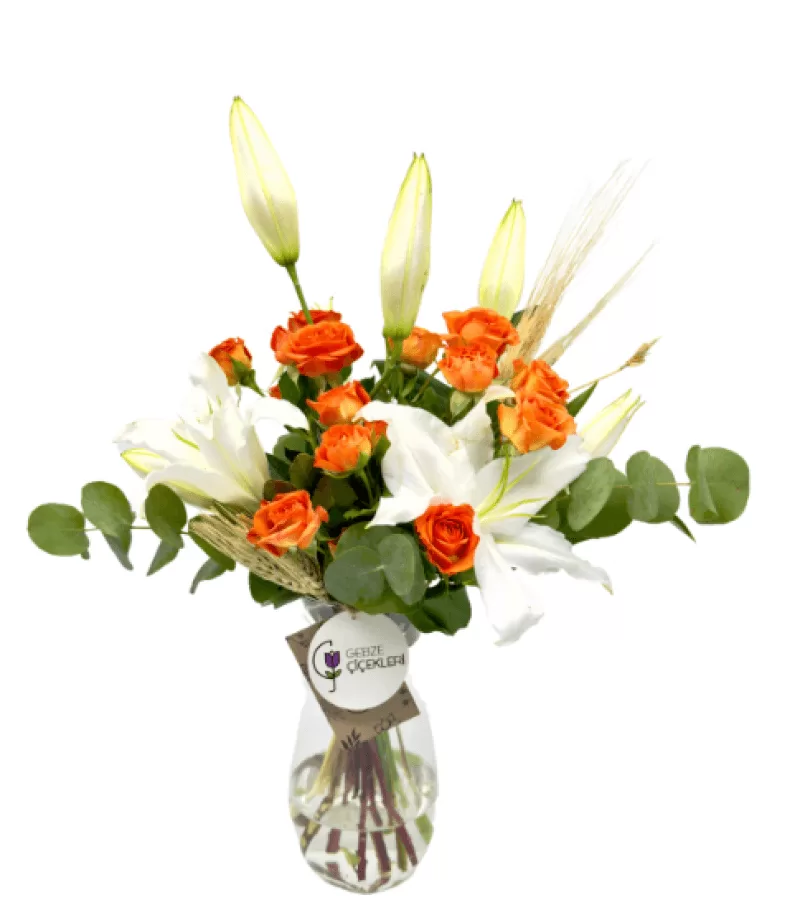 Orange Love Vazoda Lilyum & Çardak Gül