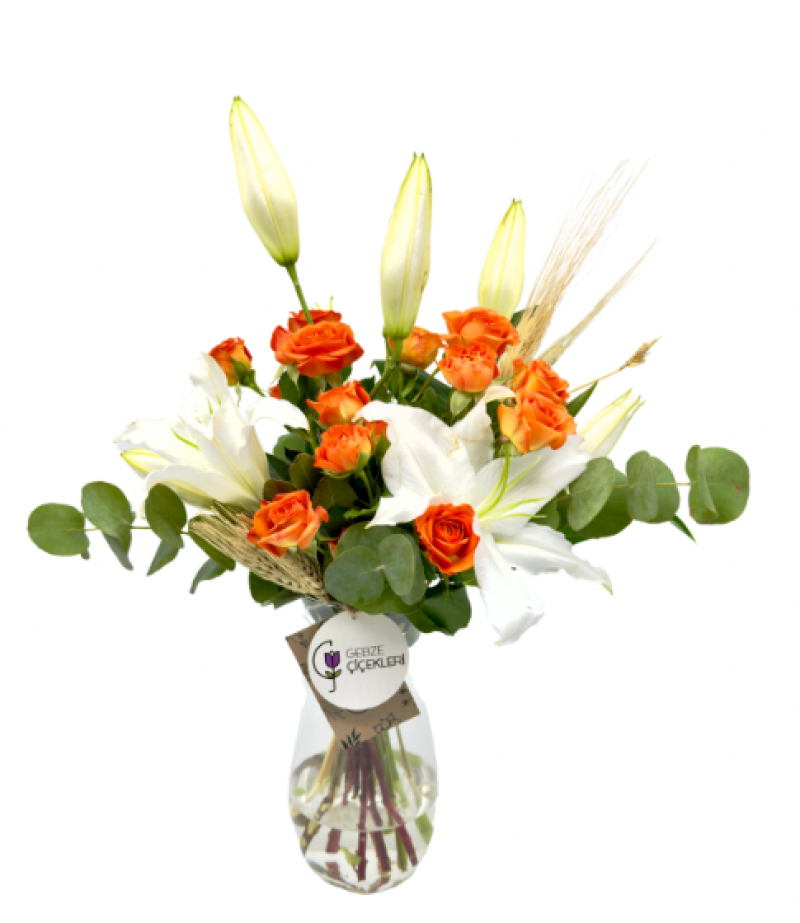 Orange Love Vazoda Lilyum & Çardak Gül