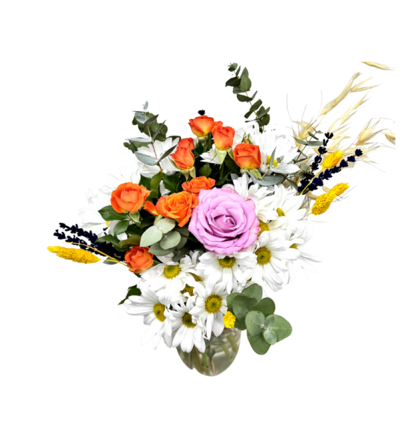 Orange Daisy Vazoda Papatya & Çardak Güller