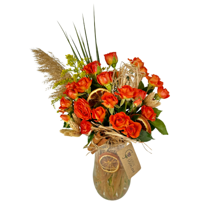Orange Love Vazoda Turuncu Güller