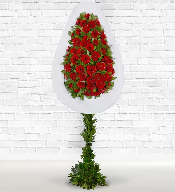 Kırmızı Gerbera Sepeti Çelenk