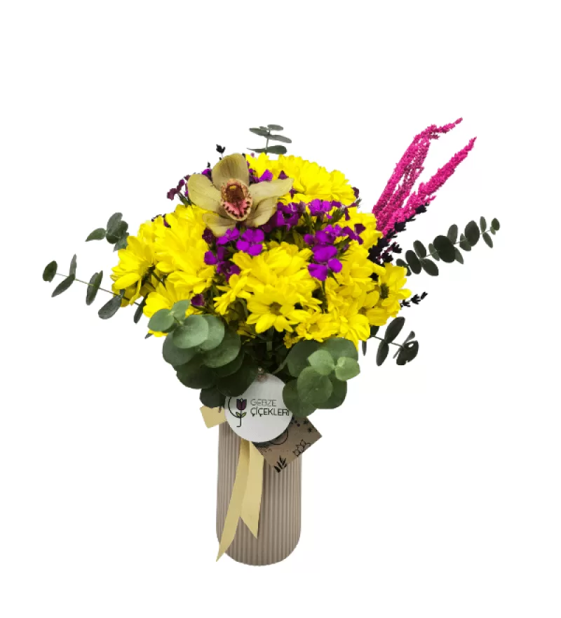 Yellowie Vazoda Sarı Papatyalar