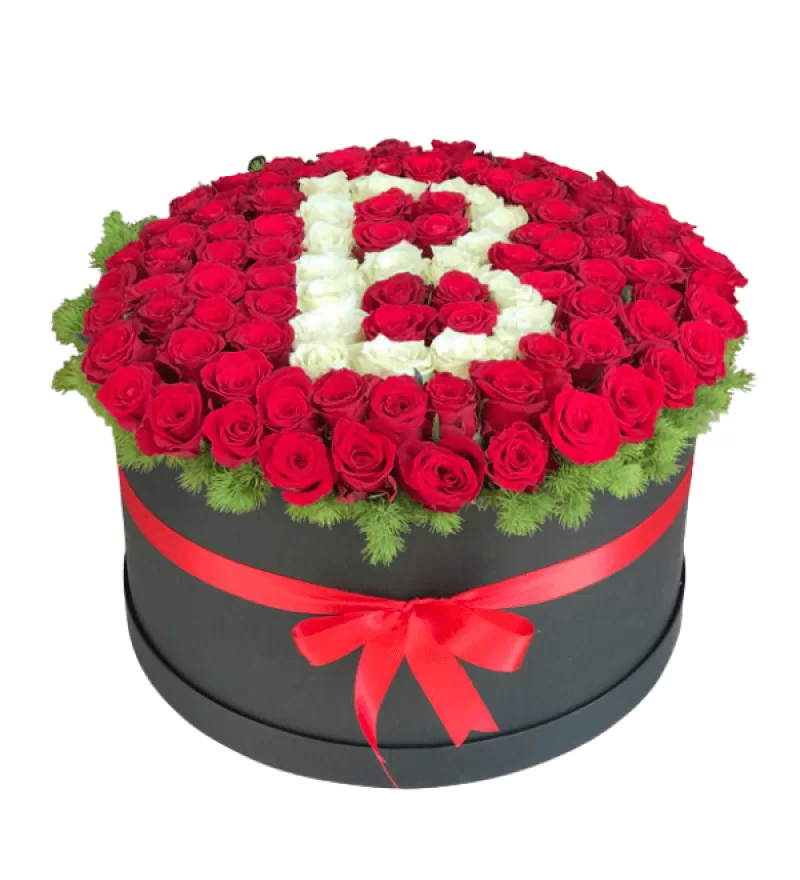 Large Box Kutuda Baş Harfli 101 Gül