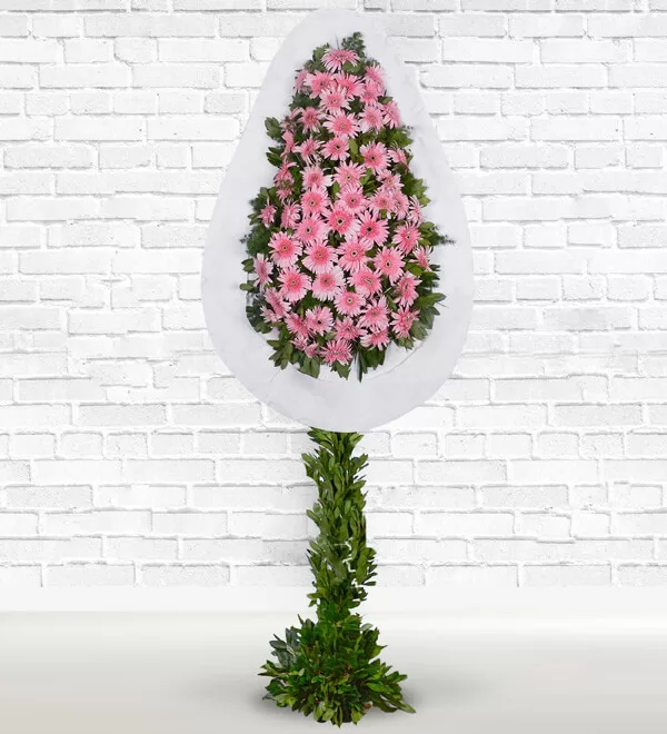 Pembe Ayaklı Sepet Çelenk